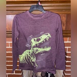 Purple Dinosaur Graphic Long Sleeve Shirt